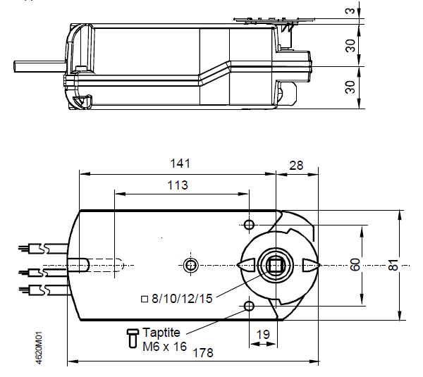 Размеры электропривода Siemens GNA326.1E